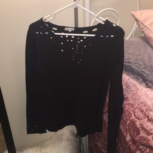 Black cotton tee with cutouts